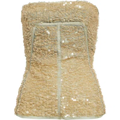 Rick Owens Sequin Tulle Bustier Top In Nude