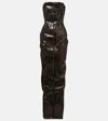 Rick Owens Sequined Denim Bustier Gown In Black