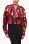 RICK OWENS SEQUINED GIRDERED FLIGHT CROPPED JACKET
