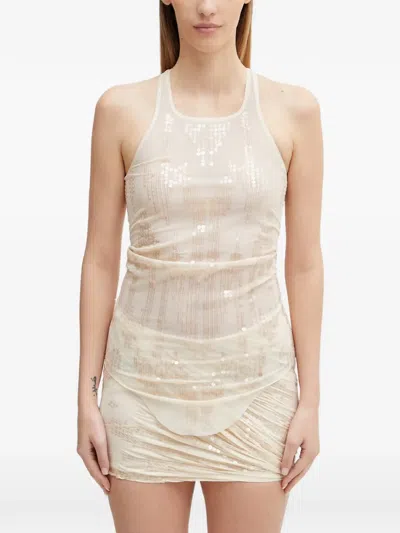 Rick Owens Sequin-embellished Semi-sheer Top In Nude