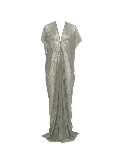 Rick Owens Sequin-embellishment V-neck Maxi Dress In Gray