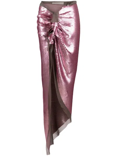 Rick Owens Sequinned Side-slit Skirt In Pink