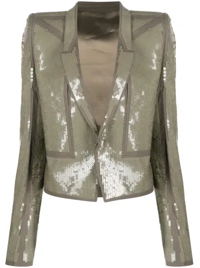 Rick Owens Sequinned-embellished Cropped Jacket In Grey