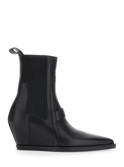 Rick Owens Sharp Wedge Sliver Pointed Toe Leather Ankle Boots In Black