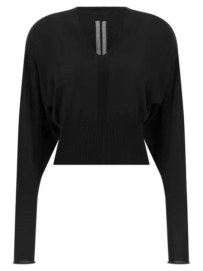 Rick Owens Shaved Wool Knit Sweater In Black