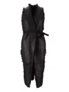 Rick Owens Midi Coat With Belt And Faux Fur In Black