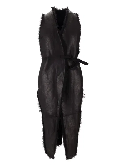 RICK OWENS SHEARLING BELTED COAT