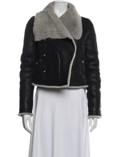Pre-owned Rick Owens Shearling Biker Jacket In Black