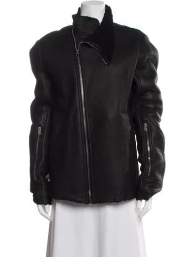 Pre-owned Rick Owens Shearling Biker Jacket In Black