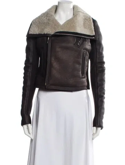 Pre-owned Rick Owens Shearling Biker Jacket In Black