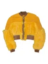 Rick Owens Shearling Bomber Jacket In Yellow