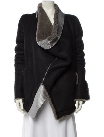 Pre-owned Rick Owens Shearling Colorblock Pattern Fur Jacket In Black