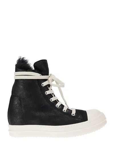 Rick Owens Shearling Sneakers In Black