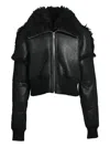 Rick Owens Dracucollar Shearling-lined Leather Jacket In Black