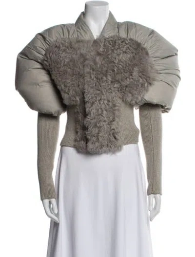 Pre-owned Rick Owens Shearling Tweed Pattern Down Jacket In Gray