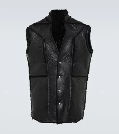 Rick Owens Shearling Vest In Black