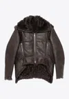 Rick Owens Shearling Zip-up Exploder Jacket In Brown