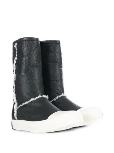 Rick Owens Shearling-trim Ankle Boots In Black