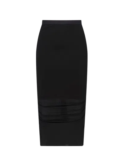 Rick Owens Sheath Midi Skirt In Black  