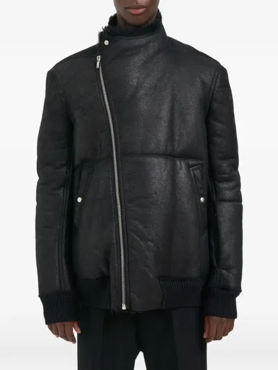 Rick Owens Hollywood Flight Shearling Jacket In Black