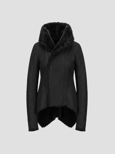 Rick Owens Sheepskin Jacket In Blue