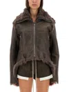 Rick Owens Brown Jacket With Reversible Design And Asymmetric Hem In Leather Woman In Brown