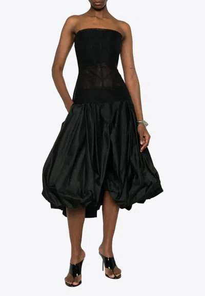 Rick Owens Sheer Boned Bustier Top In Black