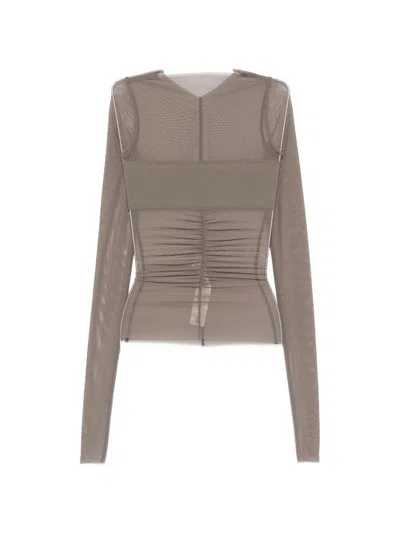 Rick Owens Sheer Design Top In Grey