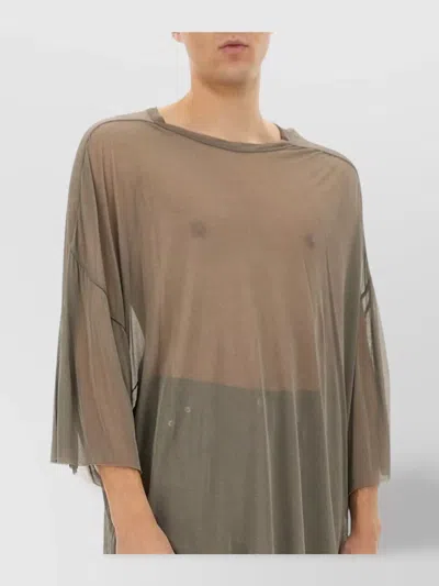 RICK OWENS SHEER FABRIC 3/4 SLEEVES LOOSE FIT
