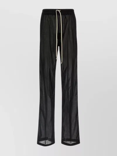 Rick Owens Sheer Fabric Drawstring Waistband Trousers In Black