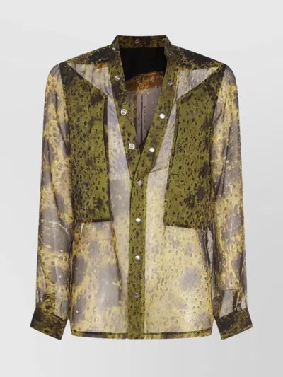 Rick Owens Sheer Fabric Long Sleeves Shirt With Pocket In Acid
