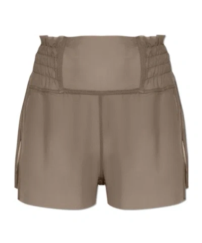 Rick Owens Sheer High-waist Shorts In Brown
