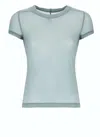 Rick Owens Sheer Light Blue Crew Neck T-shirt In Blue