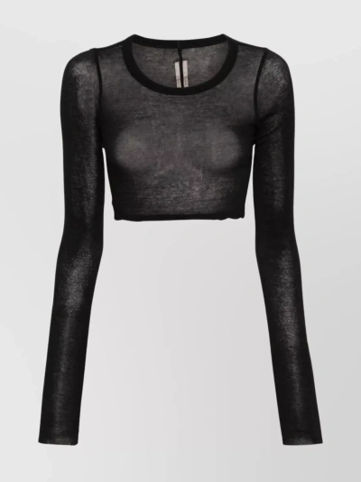 Rick Owens Cropped T-shirt In Black