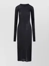 Rick Owens Sheer Long Sleeve Knee Length Dress In Black