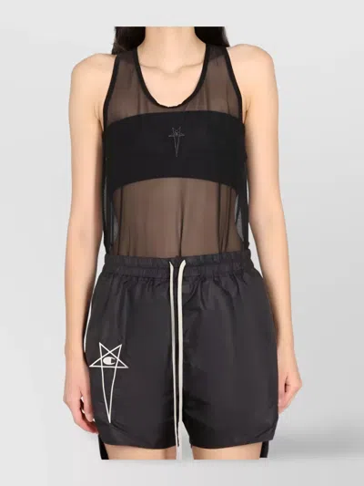 Rick Owens Sheer Mesh Sleeveless Round Neck Top