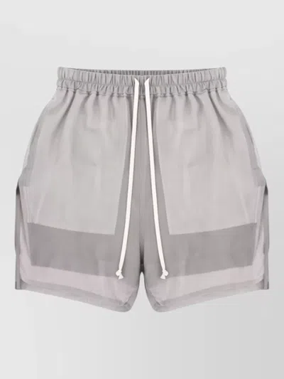 Rick Owens Sheer Panel Mens Boxer Style Shorts In Gray