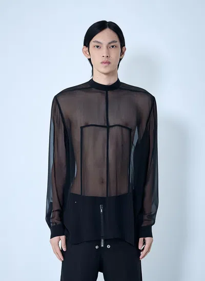 Rick Owens Sheer Panel Shirt In Black