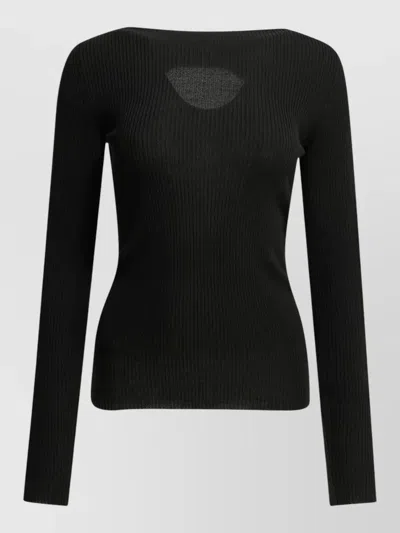 Rick Owens Sheer Ribbed Knit Top Fitted Silhouette In Black