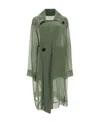 Rick Owens Sheer Silk Trench Coat In Green