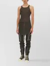Rick Owens Sheer Sleeveless Racerback Longline T-shirt In Gray