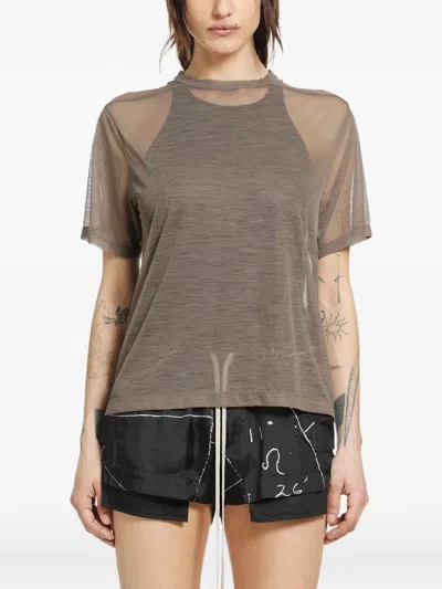 Rick Owens Sheer T-shirt In Brown