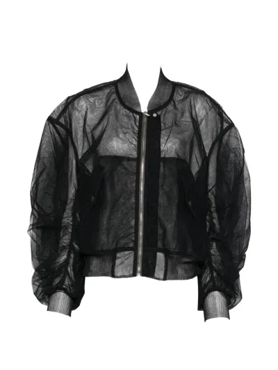 Rick Owens Sheer Zip-up Jacket In Black