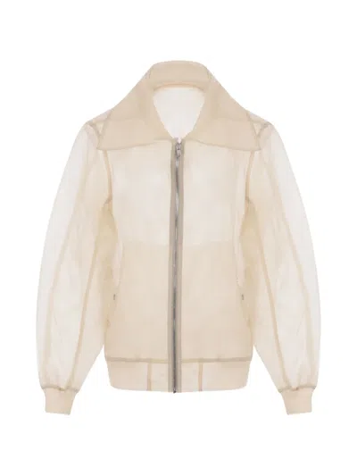 Rick Owens Sheer Zip-up Jacket In Neutral