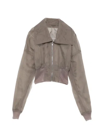 Rick Owens Sheer-finish Cropped Jacket In Gray
