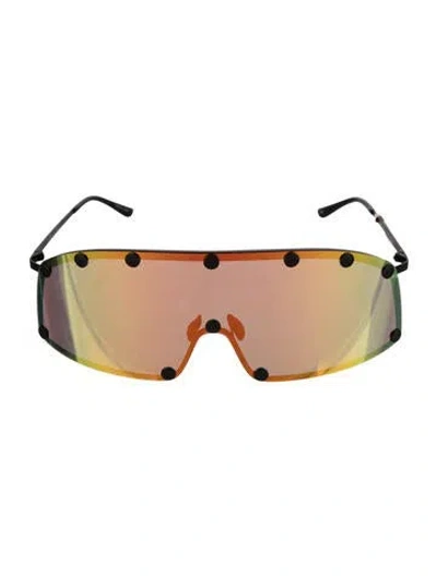 Pre-owned Rick Owens Shield Mirrored Sunglasses In Black