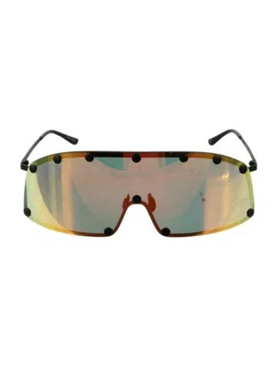 Pre-owned Rick Owens Shield Mirrored Sunglasses In Black