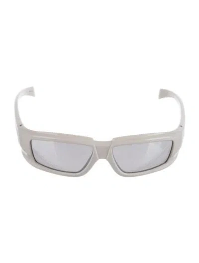 Pre-owned Rick Owens Shield Mirrored Sunglasses In White