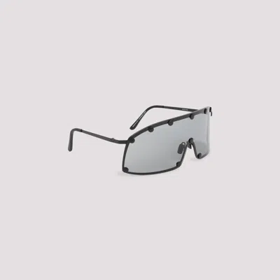 Rick Owens Shield-style Stainless Steel Frame Sunglasses In Black