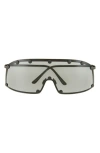 Rick Owens Shield Sunglasses In Black Temple/black Lens